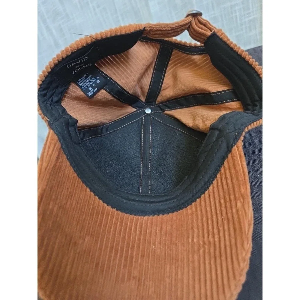 David And Young Corduroy Cap Smiley Face Strapback. Smile Hipster Hat